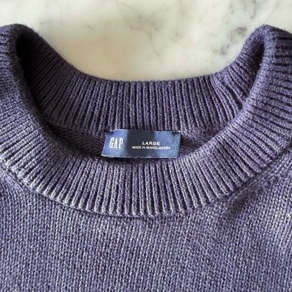 GAP Men’s Cotton Crewneck Sweater Large Navy Blue Long Sleeve Knit Pullover - Picture 5 of 8